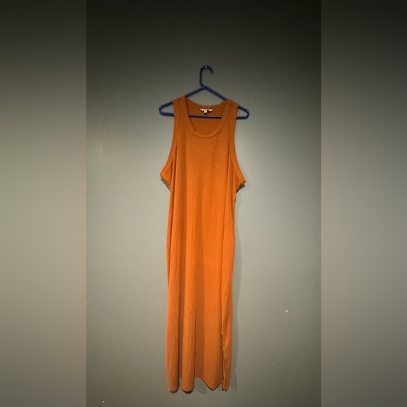 Orange Sleeveless Bodycon Maxi Dress Scoop Neck - Picture 4 of 6